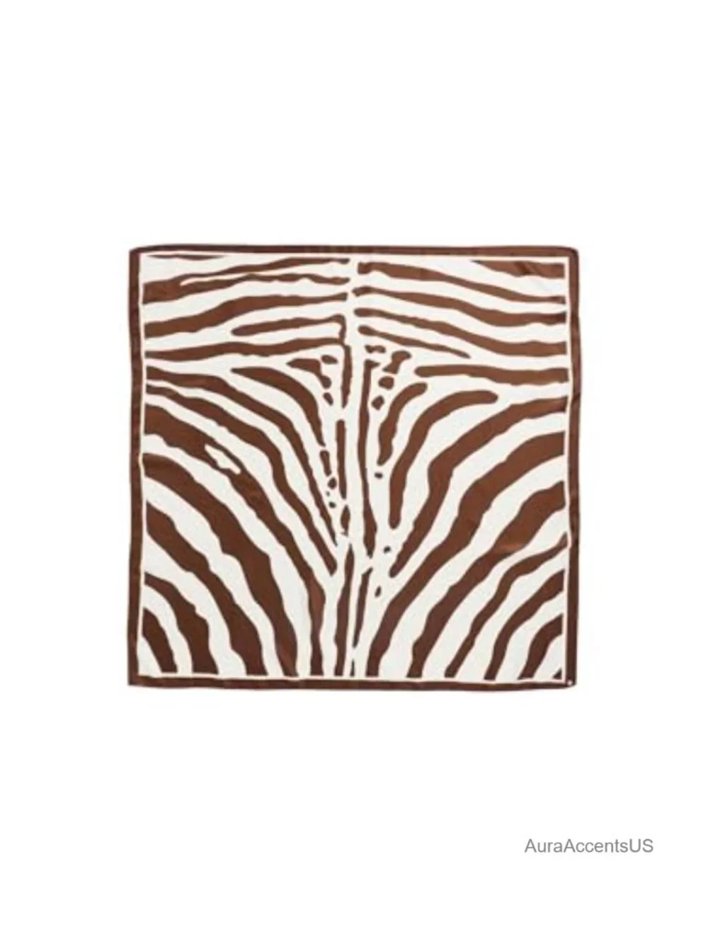 Oversized Zebra Print Satin Square Scarf with Logo Emblem